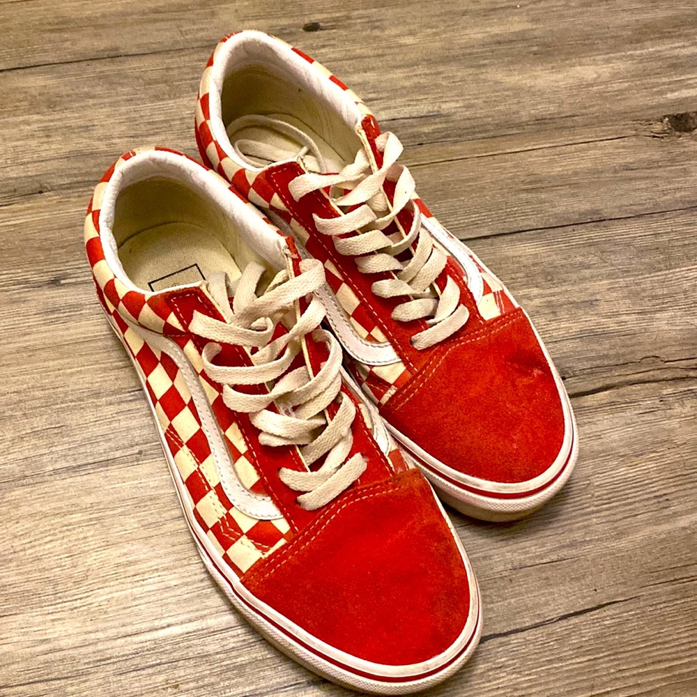 Red Checkered Vans size 7.5 in woman’s